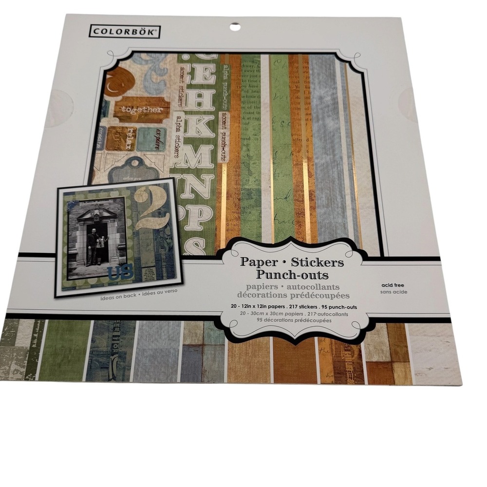 Colorbok Rustic Earth Tones Scrapbook Kit 12x12 Paper‎ Stickers Punch-outs 61217